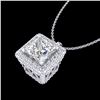 Image 1 : 1.93 CTW Princess VS/SI Diamond Solitaire Micro Pave Necklace 18K White Gold - REF-436W4F - 37172