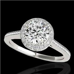 1.55 CTW H-SI/I Certified Diamond Solitaire Halo Ring 10K White Gold - REF-250N9Y - 33526