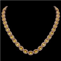 46.39 CTW Fancy Citrine & Diamond Halo Necklace 10K Rose Gold - REF-553F6N - 40596