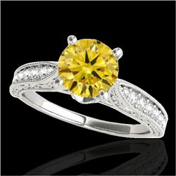 1.21 CTW Certified Si Intense Yellow Diamond Solitaire Antique Ring 10K White Gold - REF-161X8T - 34