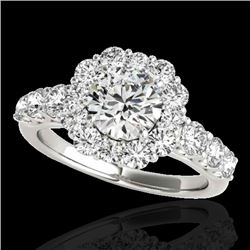 2.9 CTW H-SI/I Certified Diamond Solitaire Halo Ring 10K White Gold - REF-413X3T - 33391