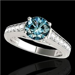 1.5 CTW Si Certified Fancy Blue Diamond Solitaire Ring 10K White Gold - REF-169K3W - 34903