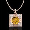 Image 1 : 1.02 CTW Intense Fancy Yellow Diamond Art Deco Stud Necklace 18K Rose Gold - REF-143N6Y - 38170