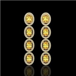 5.4 CTW Fancy Citrine & Diamond Halo Earrings 10K Yellow Gold - REF-102T2M - 40546