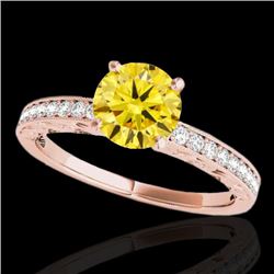 1.18 CTW Certified Si Intense Yellow Diamond Solitaire Antique Ring 10K Rose Gold - REF-174A5X - 346