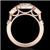Image 4 : 1.51 CTW Intense Blue Diamond Solitaire Art Deco 3 Stone Ring 18K Rose Gold - REF-218A2X - 37713