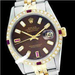 Rolex Ladies Two Tone 14K Gold/ss, Diam/Ruby Dial & Diam/Ruby Bezel, Sapphire Crystal - REF-456T2K