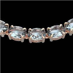 45 CTW Aquamarine Eternity Designer Inspired Tennis Necklace 14K Rose Gold - REF-418Y5K - 23399