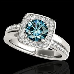 1.33 CTW Si Certified Fancy Blue Diamond Solitaire Halo Ring 10K White Gold - REF-176A4X - 34155