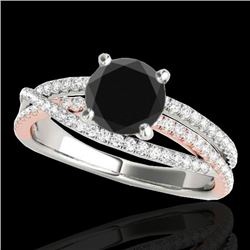 1.4 CTW Certified VS Black Diamond Solitaire Ring 10K White & Rose Gold - REF-73Y6K - 35544