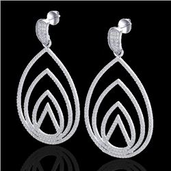 2.50 CTW Micro Pave VS/SI Diamond Designer Earrings 18K White Gold - REF-277A6X - 22476