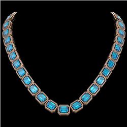 79.01 CTW Swiss Topaz & Diamond Halo Necklace 10K Rose Gold - REF-739K3W - 41508