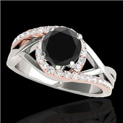 1.8 CTW Certified VS Black Diamond Bypass Solitaire Ring 10K White & Rose Gold - REF-78M5H - 35090