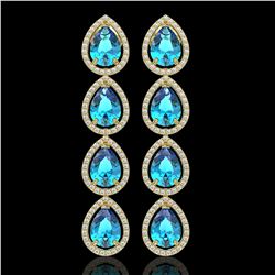 10.8 CTW Swiss Topaz & Diamond Halo Earrings 10K Yellow Gold - REF-155Y6K - 41317