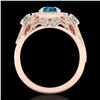 Image 4 : 2.11 CTW Intense Blue Diamond Solitaire Art Deco 3 Stone Ring 18K Rose Gold - REF-283Y6K - 38301