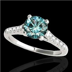 1.45 CTW Si Certified Fancy Blue Diamond Solitaire Ring 10K White Gold - REF-163X5T - 34984