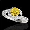 Image 1 : 2 CTW Certified Si/I Fancy Intense Yellow Diamond Bypass Solitaire Ring 10K White Gold - REF-227W3F 