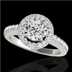 1.65 CTW H-SI/I Certified Diamond Solitaire Halo Ring 10K White Gold - REF-259T3M - 33472