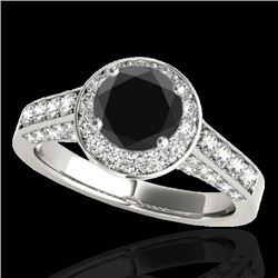 1.8 CTW Certified VS Black Diamond Solitaire Halo Ring 10K White Gold - REF-97Y3K - 34045