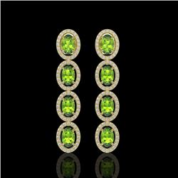 5.88 CTW Peridot & Diamond Halo Earrings 10K Yellow Gold - REF-112A5X - 40531