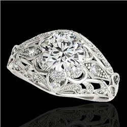 1.36 CTW H-SI/I Certified Diamond Solitaire Antique Ring 10K White Gold - REF-172W8F - 34711