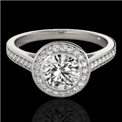 1.3 CTW H-SI/I Certified Diamond Solitaire Halo Ring 10K White Gold - REF-168A4X - 33625