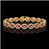 Image 1 : 13.87 CTW Tourmaline & Diamond Halo Bracelet 10K Yellow Gold - REF-271N6Y - 40471