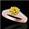Image 1 : 1.5 CTW Certified Si/I Fancy Intense Yellow Diamond Solitaire Ring 10K Rose Gold - REF-176M4H - 3490