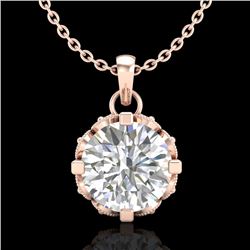 1.14 CTW VS/SI Diamond Solitaire Art Deco Stud Necklace 18K Rose Gold - REF-205M5H - 36843