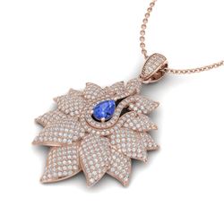 3 CTW Tanzanite & Micro Pave VS/SI Diamond Designer Necklace 18K White Gold - REF-257H3A - 22573
