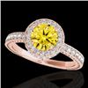 Image 1 : 1.51 CTW Certified Si/I Fancy Intense Yellow Diamond Solitaire Halo Ring 10K Rose Gold - REF-180W2F 