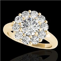 2.09 CTW H-SI/I Certified Diamond Solitaire Halo Ring 10K Yellow Gold - REF-250A9X - 34425