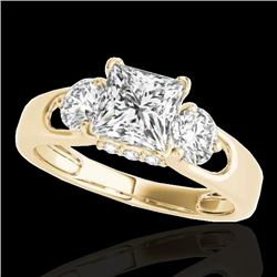 1.6 CTW VS/SI Certified Princess Cut Diamond 3 Stone Ring 10K Yellow Gold - REF-385F8N - 35423