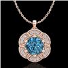 Image 1 : 1.01 CTW Fancy Intense Blue Diamond Solitaire Art Deco Necklace 18K Rose Gold - REF-136W4F - 37972