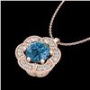 Image 2 : 1.01 CTW Fancy Intense Blue Diamond Solitaire Art Deco Necklace 18K Rose Gold - REF-136W4F - 37972