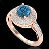 Image 1 : 1.7 CTW Intense Blue Diamond Solitaire Engagement Art Deco Ring 18K Rose Gold - REF-254T5M - 38126