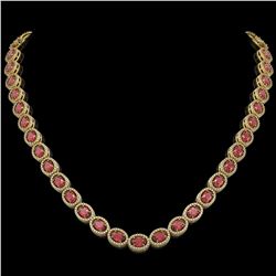 31.1 CTW Tourmaline & Diamond Halo Necklace 10K Yellow Gold - REF-600W2F - 40420