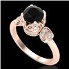 1.75 CTW Fancy Black Diamond Solitaire Engagement Art Deco Ring 18K Rose Gold - REF-134Y5K - 37402