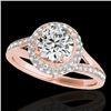 1.6 CTW H-SI/I Certified Diamond Solitaire Halo Ring 10K Rose Gold - REF-178W2F - 34115