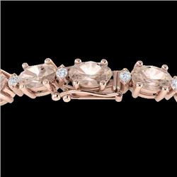 11 CTW Morganite & VS/SI Diamond Eternity Bracelet 10K Rose Gold - REF-123Y6K - 21453