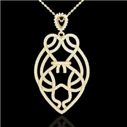 1.80 CTW Micro Pave VS/SI Diamond Heart Necklace Designer 14K Yellow Gold - REF-144H5A - 21260
