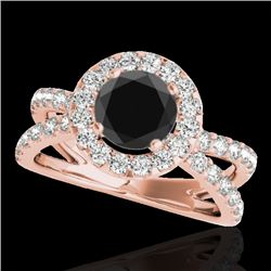 2.01 CTW Certified VS Black Diamond Solitaire Halo Ring 10K Rose Gold - REF-99A5X - 34029