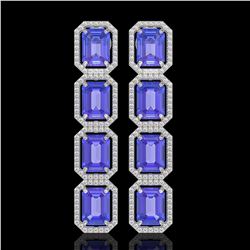 19.39 CTW Tanzanite & Diamond Halo Earrings 10K White Gold - REF-418N5Y - 41579