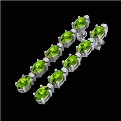 15.47 CTW Peridot & VS/SI Certified Diamond Earrings 10K White Gold - REF-107H5A - 29485