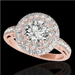 2.25 CTW H-SI/I Certified Diamond Solitaire Halo Ring 10K Rose Gold - REF-218T2M - 34203