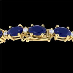 30.8 CTW Sapphire & VS/SI Certified Diamond Eternity Bracelet 10K Yellow Gold - REF-180K2W - 29462