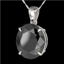 9 CTW Black VS/SI Diamond Designer Solitaire Necklace 18K White Gold - REF-200T5M - 21895