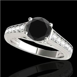 1.5 CTW Certified VS Black Diamond Solitaire Ring 10K White Gold - REF-72A2X - 34901