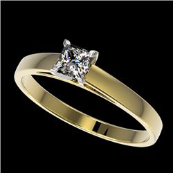 0.50 CTW Certified VS/SI Quality Princess Diamond Solitaire Ring 10K Yellow Gold - REF-64X3T - 32967