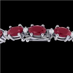 15 CTW Ruby & VS/SI Diamond Eternity Bracelet 10K White Gold - REF-122T8M - 21457